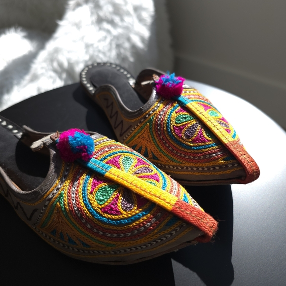 Women Clogs Leather Handmade Indian Casual Slip On Jutties Ballet Flats US 7 - Picture 2 of 10